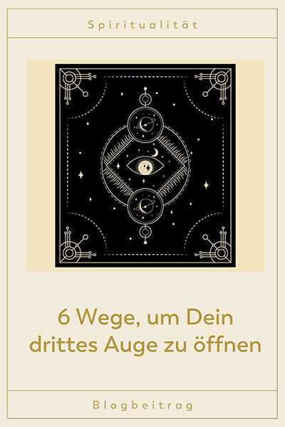 Drittes Auge öffnen Eine schwarze Grafik zeigt das dritte Auge. In der Grafik sind Planeten, Sonne, Monde und Sterne zu erkennen.