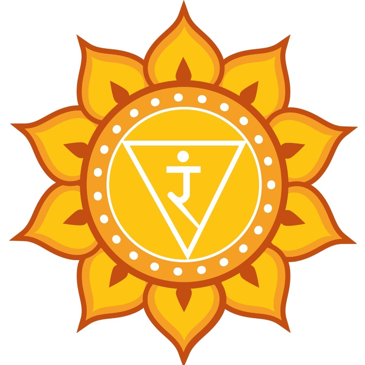 Manipura – Solarplexuschakra Manipura-Chakra als gelbe Lotusblüte mit zentralem Symbol
